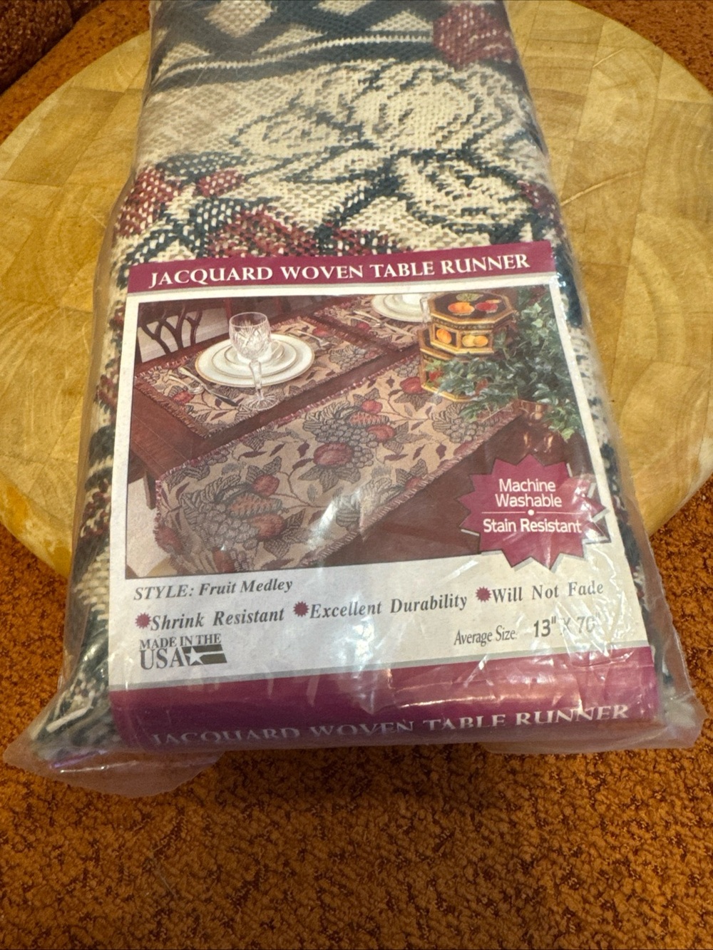 Jacquard Woven Table Runner - Fruit Medley Pattern, 14”x70”